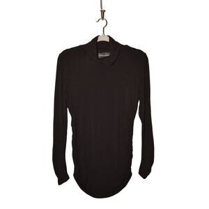 FRANK LYMAN $156‎ Long Sleeve Jersey Stretch Ruched Cowl Neck Top Black Size 14